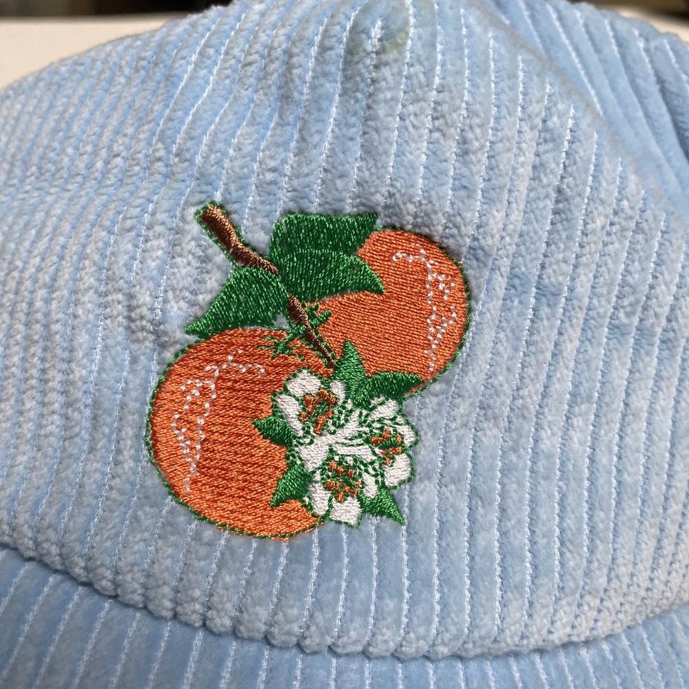 Snap Light Blue Corduroy Hat with Orange Embroidery - Picture 2 of 6